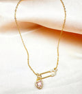 Pink Love Safety Pin Pendant Necklace