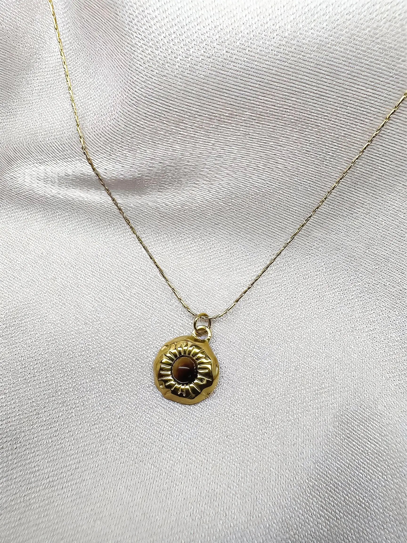 Gold Orb Circle Pendant Necklace